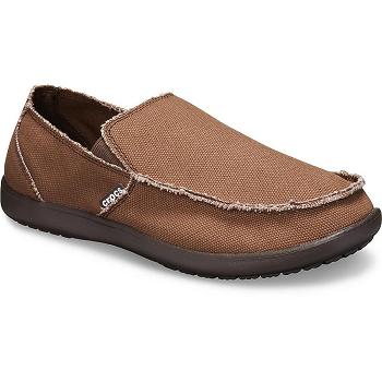 Crocs Santa Cruz Slip-On Hnede - Panske Mokasíny